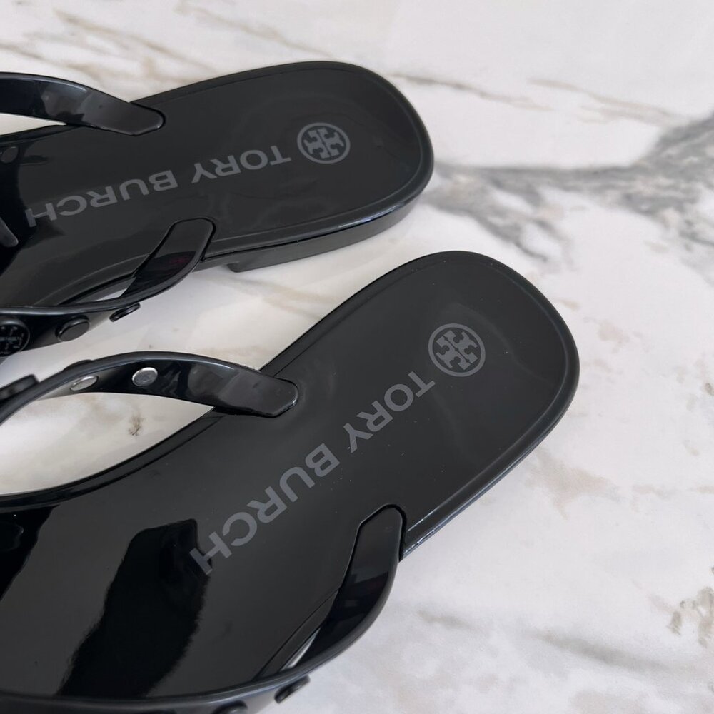 NWT - Tory Burch Studded Jelly Flip Flop - Perfect Black🖤 - Picture 3 of 7